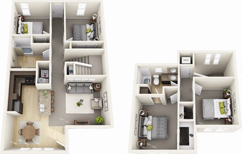 Floor plan for 4 beds, 2 baths, 1441 sqft